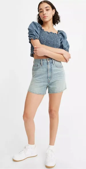 Levi's High Loose Denim Jean Shorts in Light Blue Size‎ 30 thumbnail 1