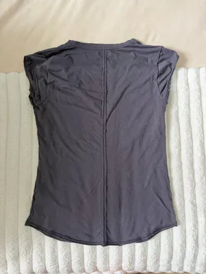 Free People V-Neck Short Sleeve Top — Blue Gray thumbnail 5