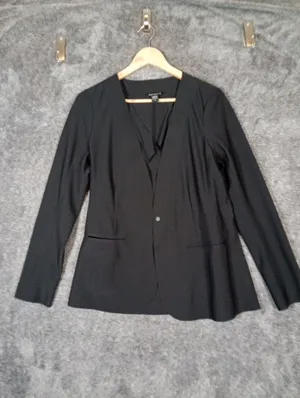 Athleta Avenue Blazer Womens Size 8 Black Stretch Travel Office Buniness Classic thumbnail 2