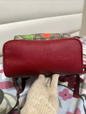 Gucci GG Canvas Backpack with Red Trim and Multicolor Floral Print thumbnail 7