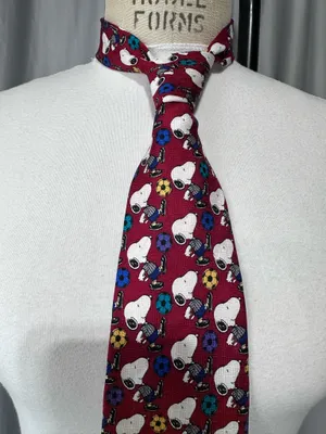 Peanuts Animation Necktie Snoopy Brown Burgundy White Blue Sport Character Tie thumbnail 1