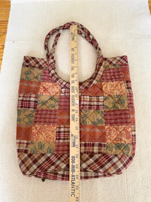 Bella Taylor Quilted Patchwork Tote Bag Red Colors Plaid Striped Paisley Handbag thumbnail 8