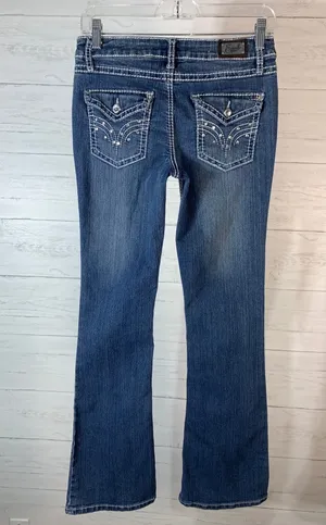 Earl Jean blue embellished bootcut low rise size 5 womens thumbnail 2