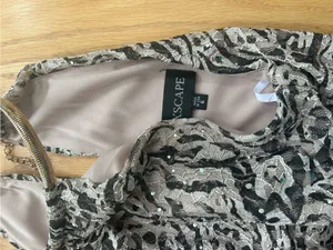 Xscape Size 6 Zebra Print Sequin‎ Halter Bodycon Cocktail Dress Gold Choker thumbnail 6