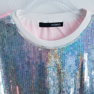 Sequin Jersey Graphic Short Sleeve Shirt Dress thumbnail 9