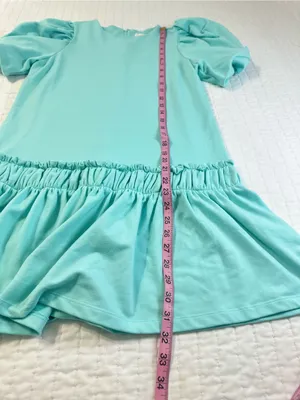 English Factory 100% Cotton Women’s XS Puff Sleeve Mini Dress in Mint Green thumbnail 5