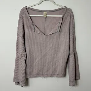 Free People We The Free Thermal Waffle Knit Dahlia Top Size Small Sweater thumbnail 7