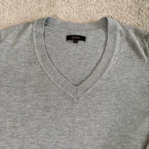 Quince Womens Organic Cotton Cashmere V-Neck Sweater M Grey SHWDC01 Ribbed Trim thumbnail 6