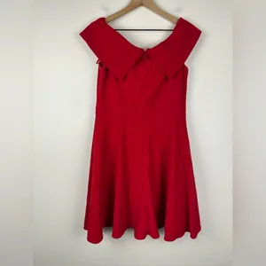 XSCAPE Red Off The Shoulder Fit & Flare Mini‎ Formal Dress Women’s Sz 10 thumbnail 7