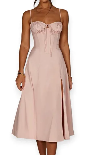 NWT Babyboo Deanna Midi Corset Dress Blush Pink Size XS thumbnail 1