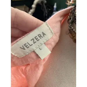 Velzera Peach Pink‎ Cotton Gauze Embroidered Peasant Blouse Top Large L thumbnail 6