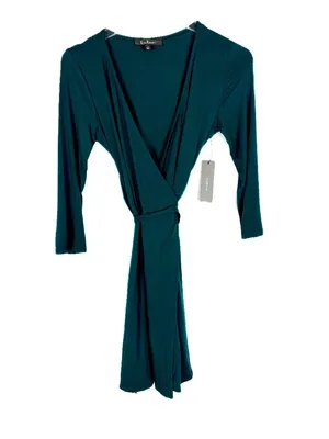 NWT Lulus Twirl-Worthy Forest Green Wrap Dress Mini Size Small S NEW thumbnail 2