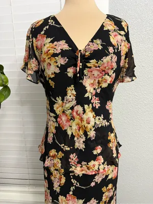 Spenser Jeremy Silk V-Neck Floral Maxi Dress Size 10 thumbnail 2