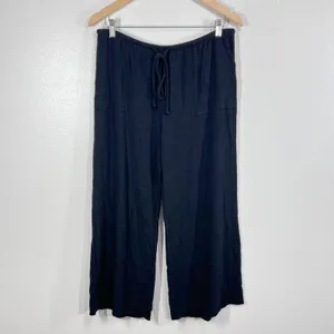 Carly Jean Los Angeles‎ Black Wide Leg Drawstring Lounge Pants Medium USA Made thumbnail 2