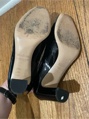MaxMara Patent Leather Pumps Black Silver Hardware Womens Size 37.5 Heels thumbnail 8