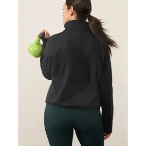 Athleta L Altitude Half Zip Sweatshirt Womens Large Black Fleece Lined thumbnail 6