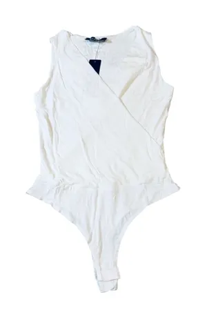 NWT Lulus‎ Size XS White Ivory Bodysuit Blouse Sleeveless Lightweight Versatile thumbnail 1