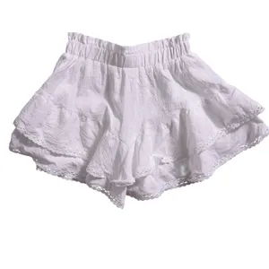 NWT White Flowy Shorts Women Boho Ruffle Tiered Skort Crochet Lace Mini XS thumbnail 5
