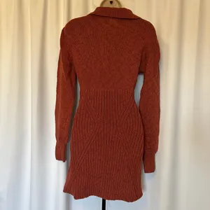 Free People Mont Blanc Mini Sweater Dress Red Jasper Auburn Sz M Cable Knit Zip thumbnail 5
