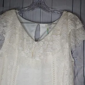Umgee Bohemian Chic V-Neck Cottagecore Lace Mini Dress in Cream NWT thumbnail 2