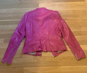 Black Rivet Faux Leather Pink Jacket thumbnail 6