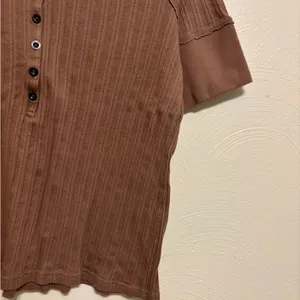 Ruff Hewn Brown Ribbed Button-Down Top thumbnail 6