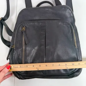 American Leather Co Small Backpack Black Pebbled Leather Travel Bag Minimalist thumbnail 10