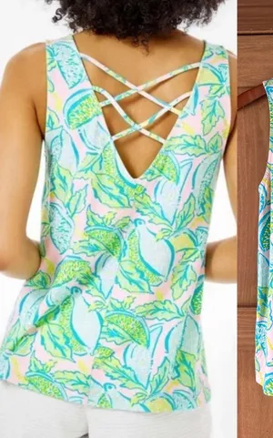 Lilly Pulitzer Kristen Swing Tank Top in Urchin Pink Vitamin Sea Women’s Small thumbnail 1