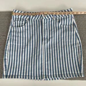 Garage Blue and White Striped Stretch Denim Mini Skirt Size Medium thumbnail 5