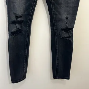 American Eagle Women’s Black Denim Distressed Jegging Size 4 SHORT thumbnail 4