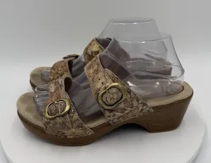 Dansko Sophie Metallic Leather Wedge Buckle Sandals Mules‎ EU 39 US 8.5 thumbnail 1