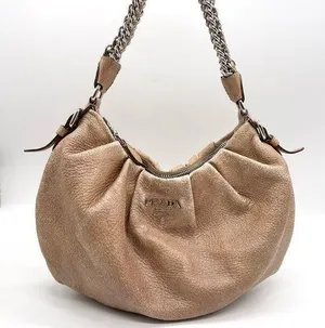 Prada Chain Cervo Lux Leather Cammeo Beige Pink Shoulder Handbag thumbnail 1