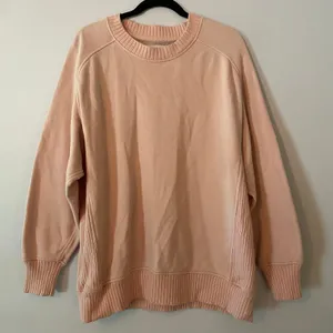 Aerie Pink Ribbed Oversized Crewneck Pullover Sweatshirt Loungewear Women Small thumbnail 1