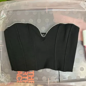 ZARA Black Embellished Bustier Corset Crop Top Bloggers Favorite Size Large‎ thumbnail 11