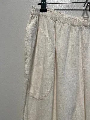 OH MY GAUZE! Cream Elastic Waist Cropped Pants, 100% Cotton, Size 2 (L/XL) thumbnail 3