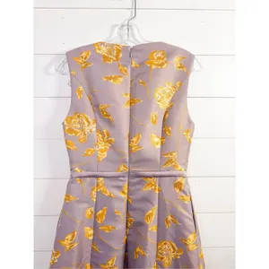 NWT Kay Unger Women's Floral Jacquard Sleeveless Midi Dress Lilac Gold Size 6 thumbnail 6
