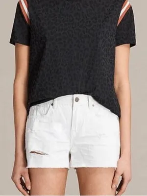 All Saints Distressed Cut Off Shorts White Size 27 thumbnail 1