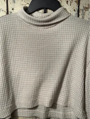 Free People Cropped Knit Top size XS mock neck thumbnail 2