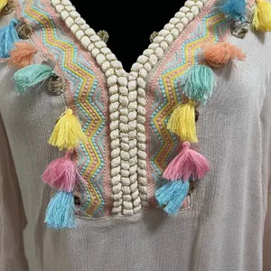 Soft Surroundings Women's Clementine Tunic Top Beige Fringe Boho Size M thumbnail 4