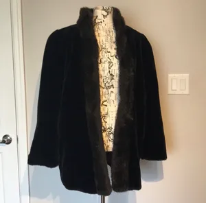 Vintage Faux Fur Evening Formal fuzzy teddy Whimsygoth shearling soft cozy warm coat jacket thumbnail 1