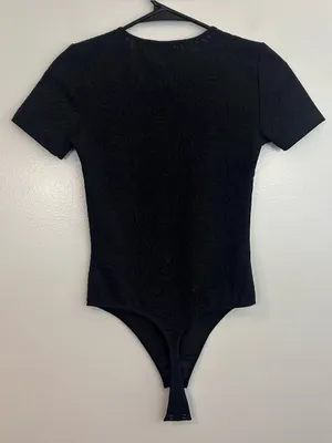 Babaton Aritzia Black Short Sleeve Crew Neck Shape Lace Bodysuit Like New XS thumbnail 14