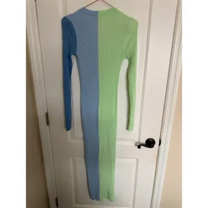STAUD Sweater Dress Womens Shoko Size M Green Blue Ribbed Knit‎ Colorblock Midi thumbnail 11