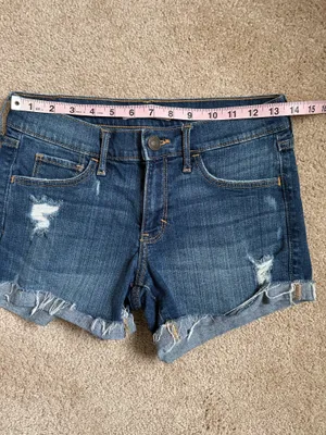 Abercrombie & Fitch Blue Distressed Low Mid Rise Denim Shorts. Size 2/26 thumbnail 5