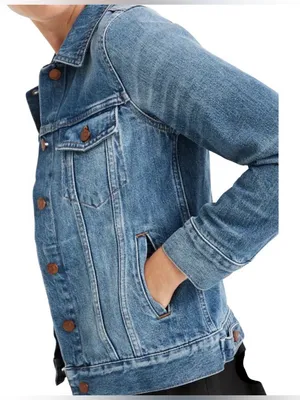 MADEWELL The Jean Jacket Pinter Wash Denim Trucker Jacket Size Medium thumbnail 2