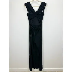Lulus Thinking Out Loud Black Backless Jumpsuit Formal Cocktail Party Medium NWT thumbnail 7