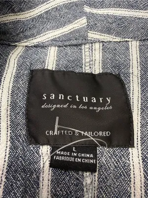 Sanctuary Linen Blend Blue White Stripe Blazer Jacket Women's Size Large thumbnail 5