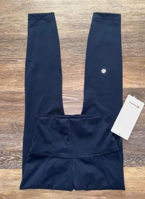 Lululemon Wunder Train High Rise 25” Hem Slit True Navy Size 2 NWT thumbnail 1
