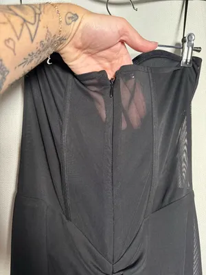 ASOS DESIGN Premium Mesh Bandeau Corset Ruched Black Midi Dress Size US 6 thumbnail 8