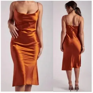 Meshki Tabitha Cowl Neck Midi Dress Burnt Orange thumbnail 9