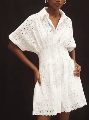 Anthropologie The Tobie Eyelet Mini Shirt Dress by Exquise, Size SP thumbnail 5